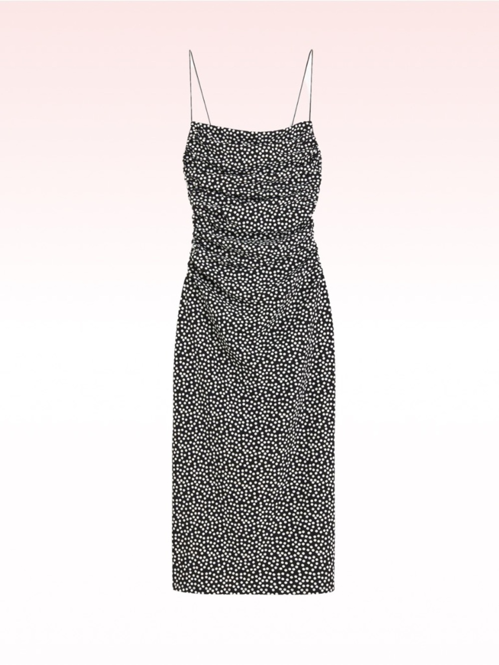H&M Black Polkadot Midi Bodycon Dress (Sz XS)